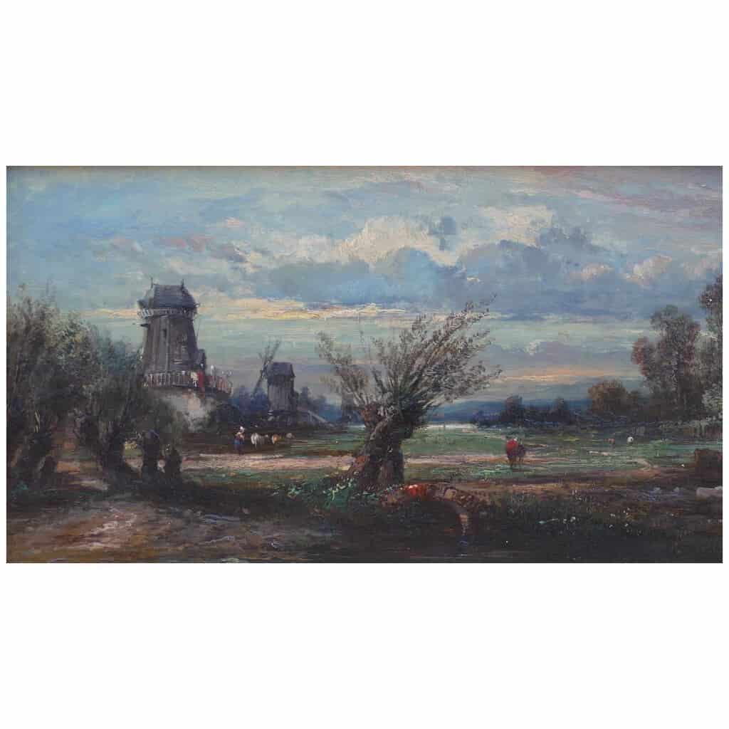 DUPRE Leon Victor Table 19th Barbizon School The Countryside In Ile De France Oil Signed 9