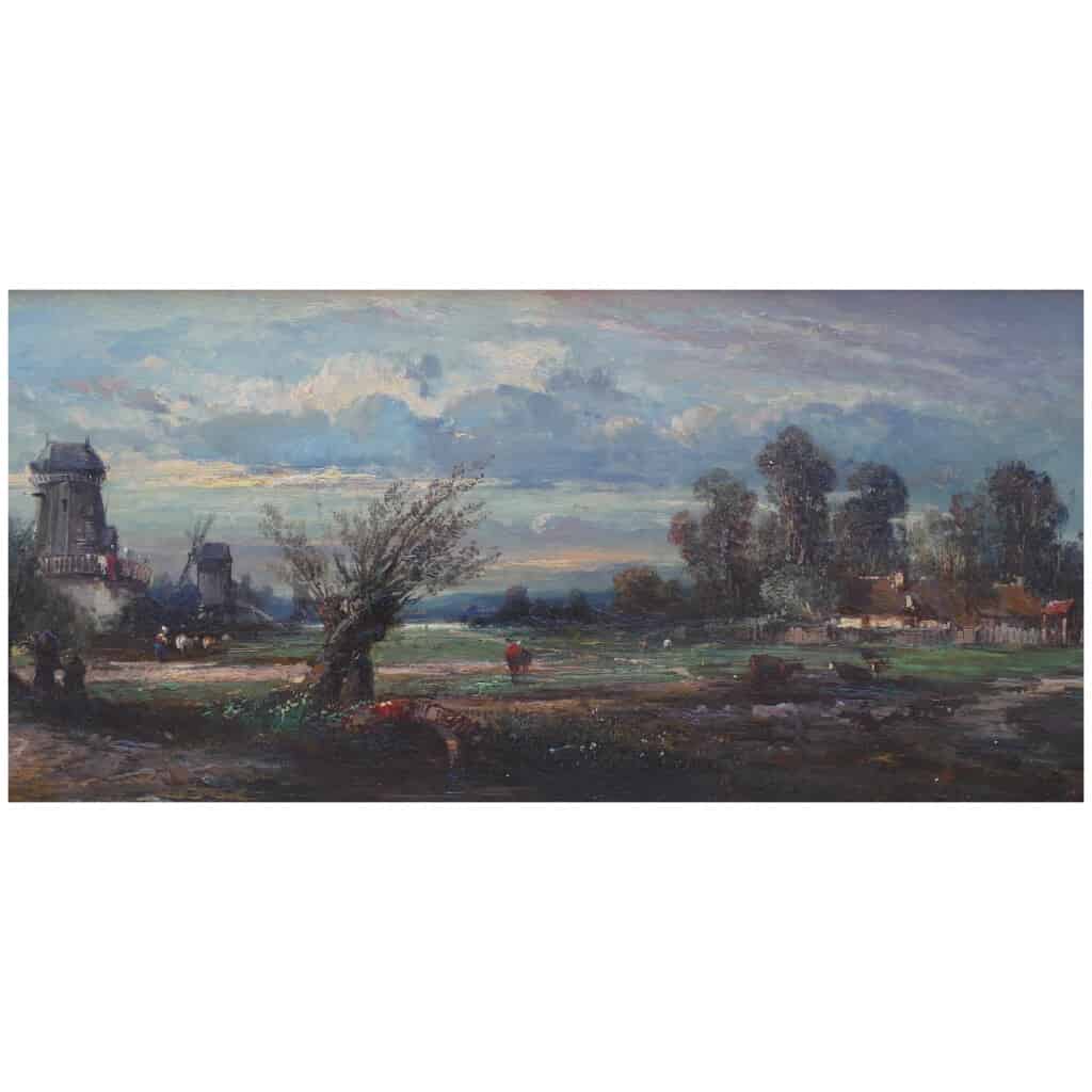 DUPRE Leon Victor Table 19th Barbizon School The Countryside In Ile De France Oil Signed 7