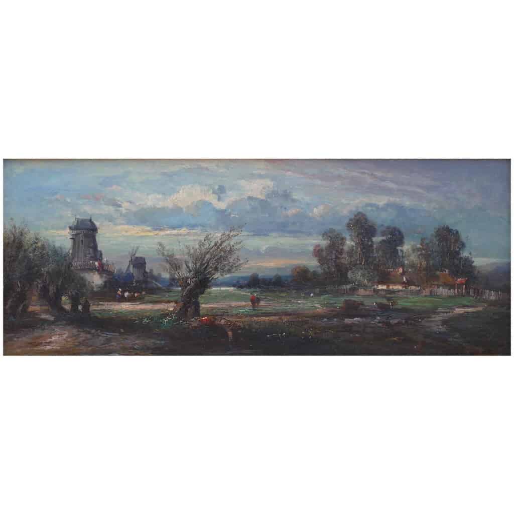 DUPRE Leon Victor Table 19th Barbizon School The Countryside In Ile De France Oil Signed 5