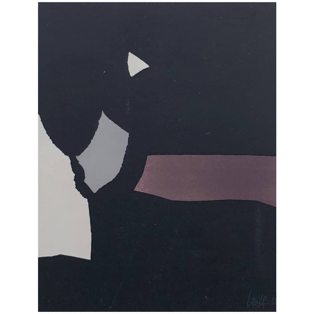 Nicolas De Staël (after) Composition on black background, Lithograph from 1958 3