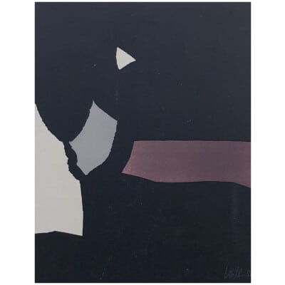 Nicolas De Staël (after) Composition on black background, Lithograph from 1958