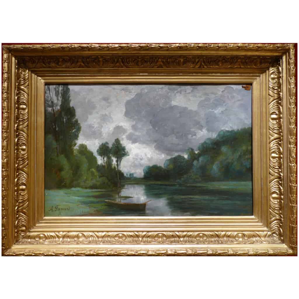 FANART Antonin French Painting XIXTh Century By The River Oil On Cardboard Signed 3