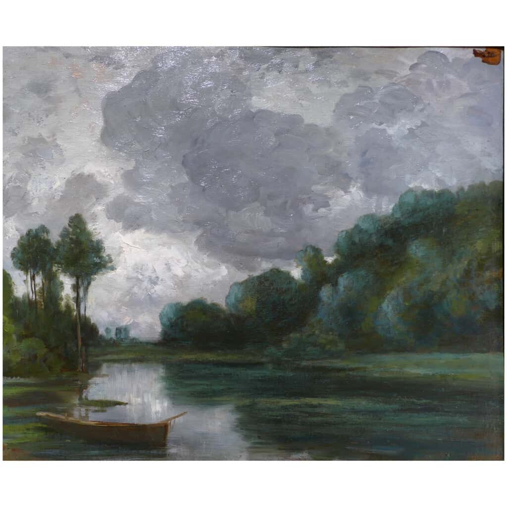 FANART Antonin French Painting XIXTh Century By The River Oil On Cardboard Signed 8