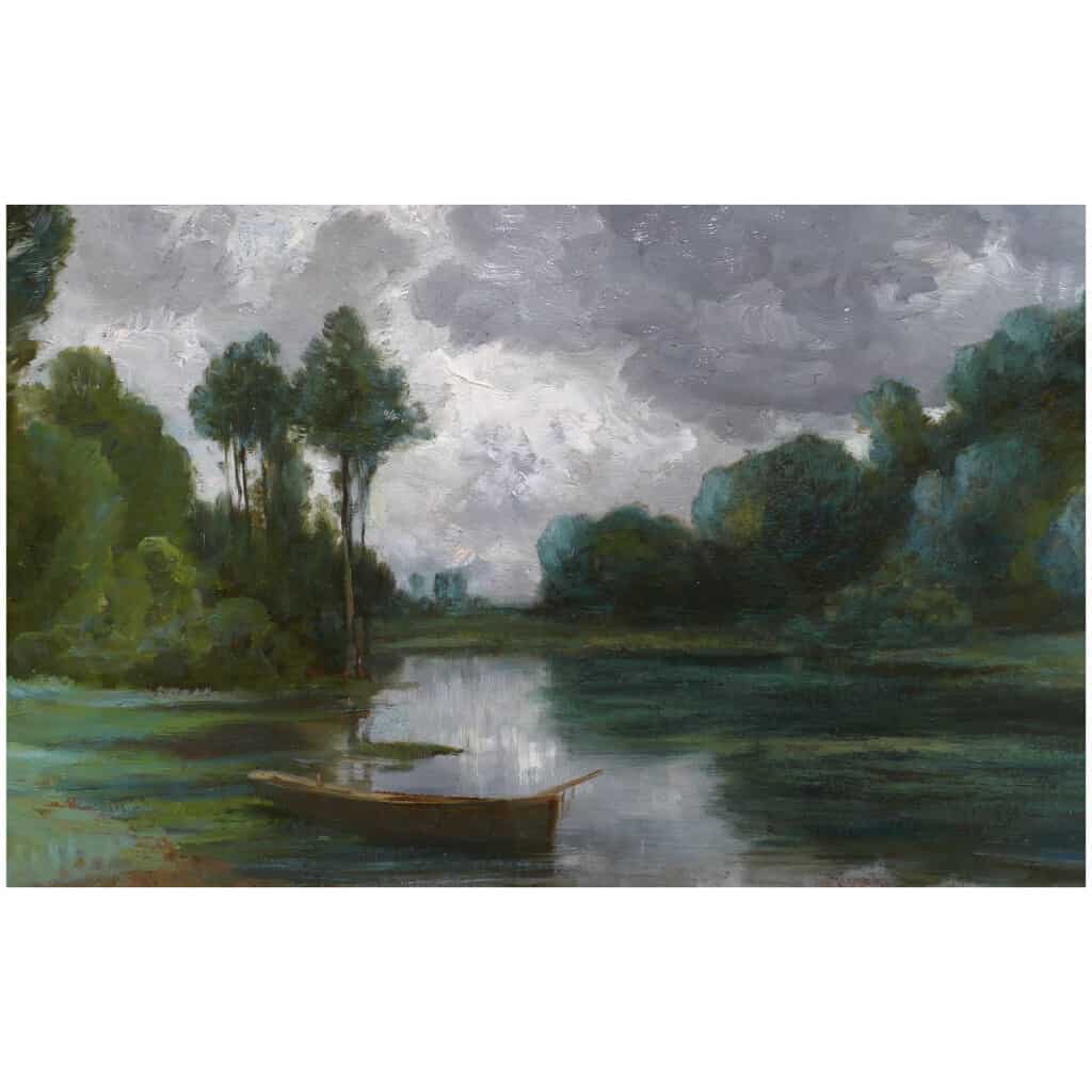 FANART Antonin French Painting XIXTh Century By The River Oil On Cardboard Signed 9