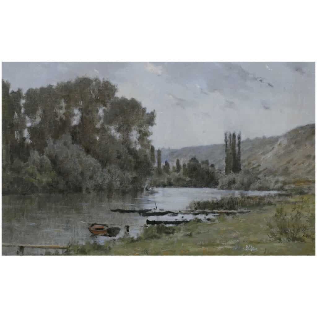FOUBERT Emile French Painting 20th Century Barbizon School The Seine In Vetheuil Oil Signed 6