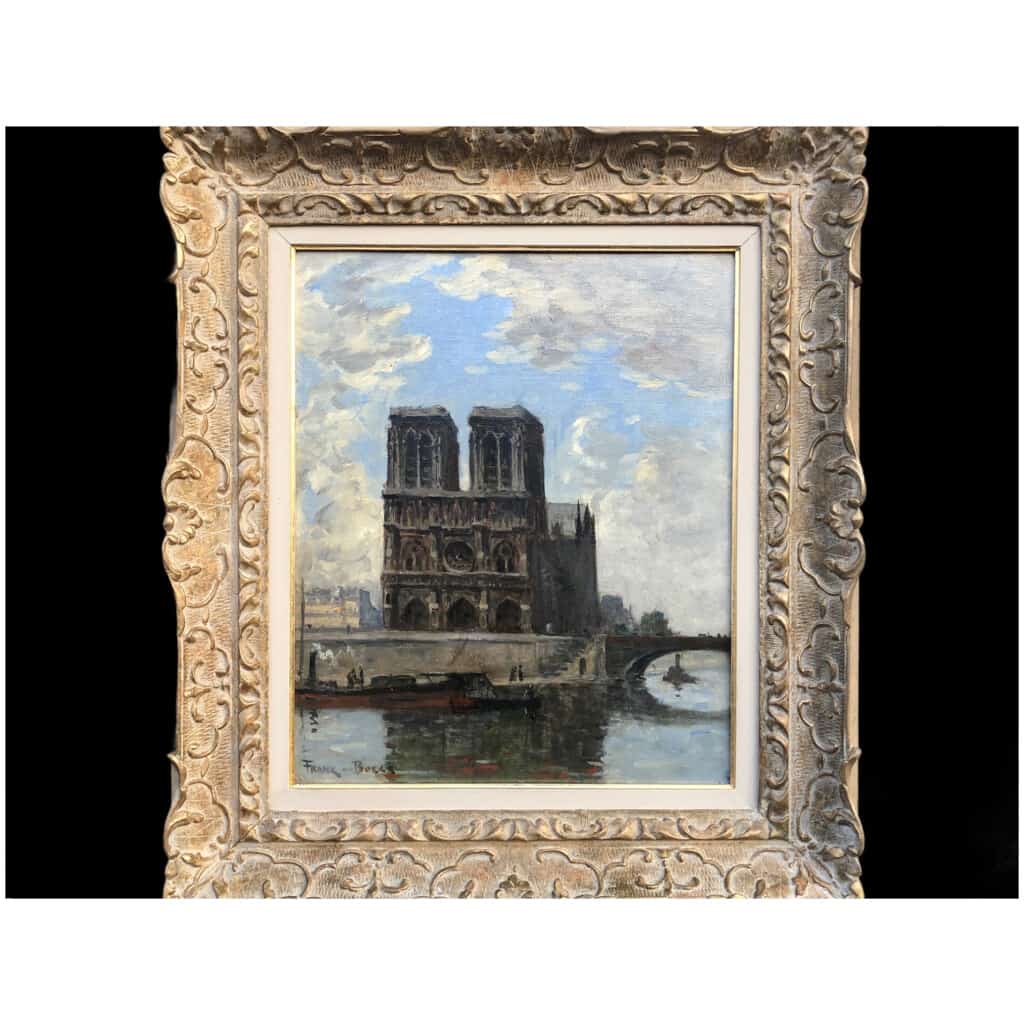 FRANK BOGGS American School Paris Notre Dame et La Seine Oil on canvas signed 4