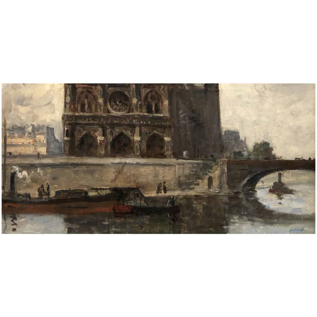 FRANK BOGGS American School Paris Notre Dame et La Seine Oil on canvas signed 7