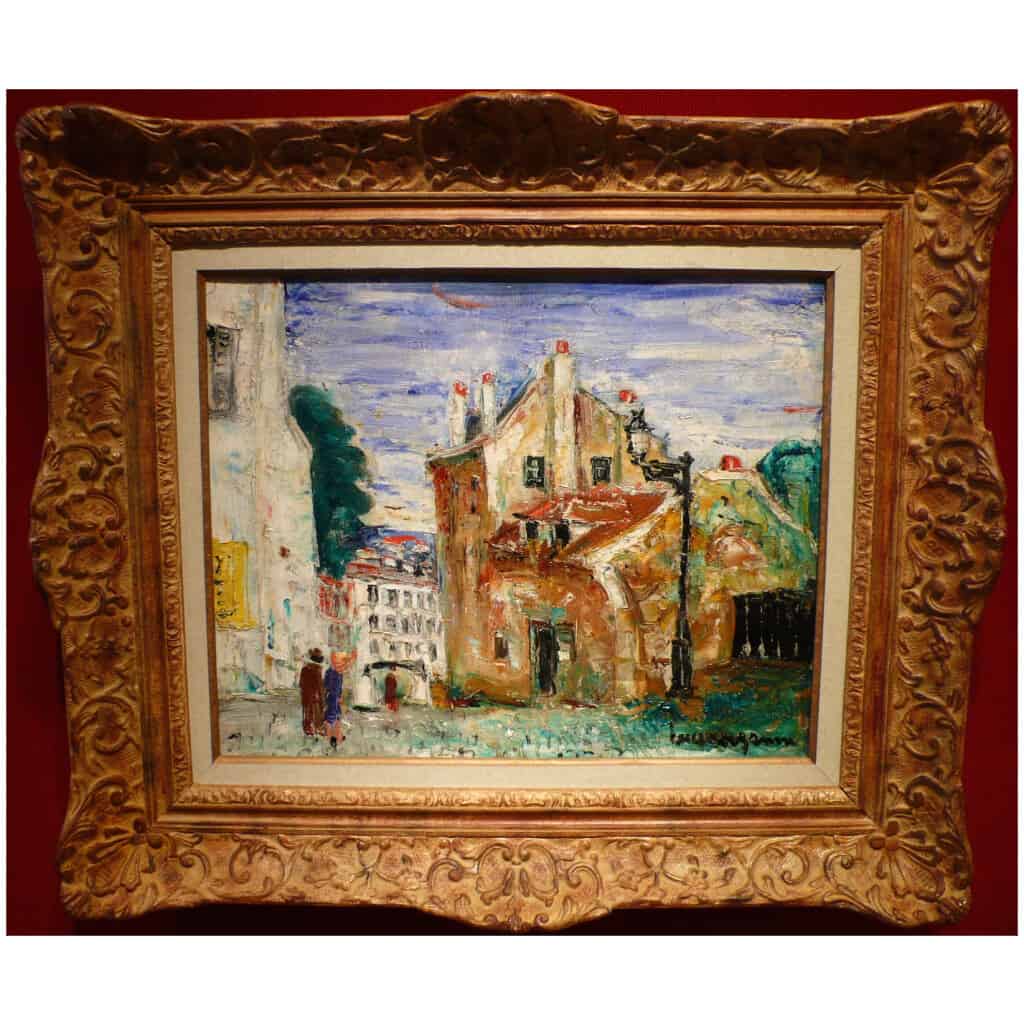 GENIN Lucien Peinture 20ème siècle Vue de Paris Montmartre Maison de Mimi pinson Tableau XXème Huile sur toile signée 3