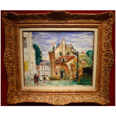 GENIN Lucien Peinture 20ème siècle Vue de Paris Montmartre Maison de Mimi pinson Tableau XXème Huile sur toile signée
