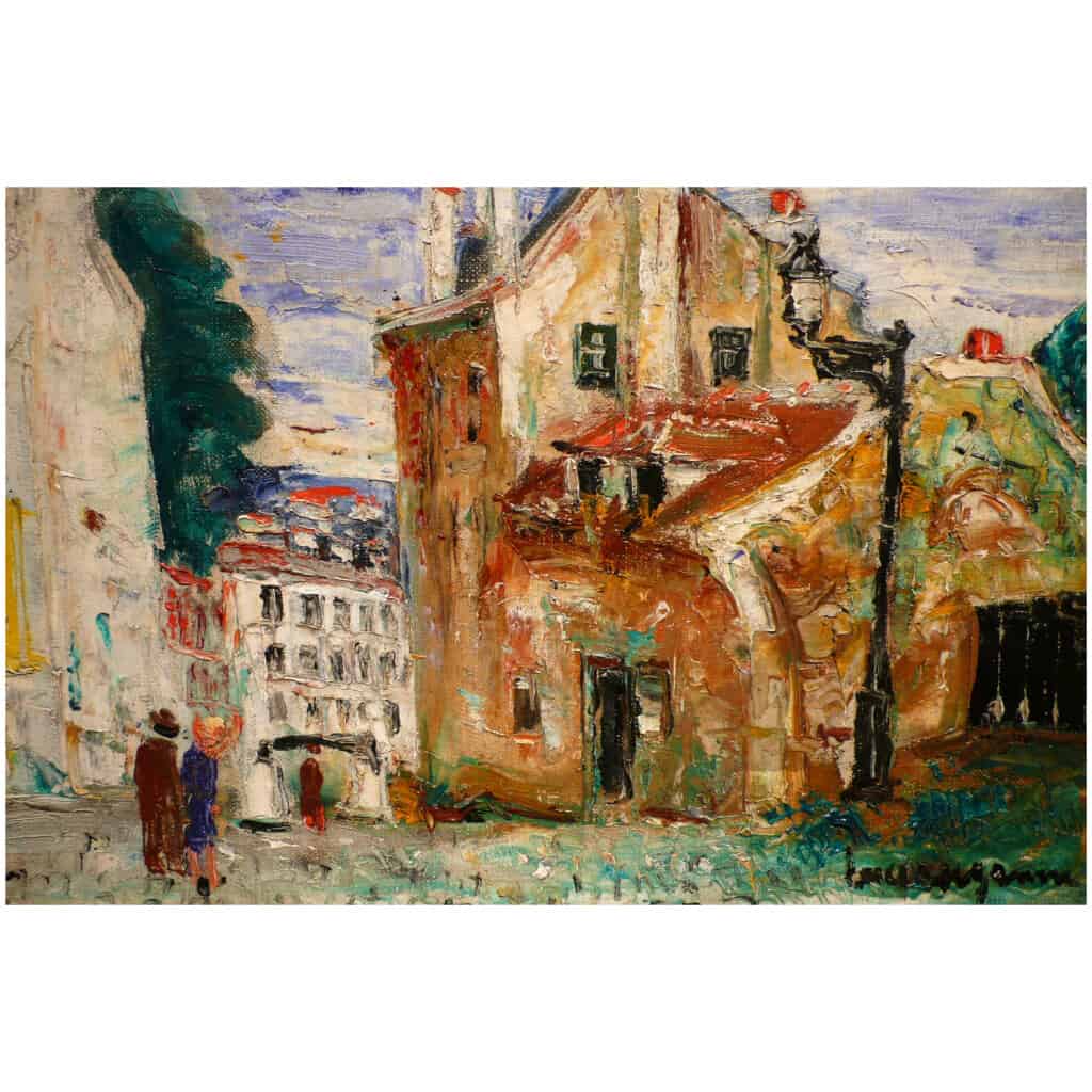 GENIN Lucien Peinture 20ème siècle Vue de Paris Montmartre Maison de Mimi pinson Tableau XXème Huile sur toile signée 9