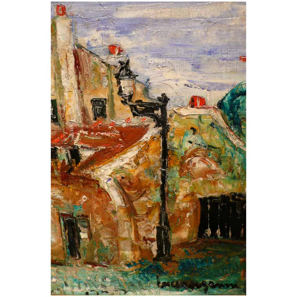 GENIN Lucien Peinture 20ème siècle Vue de Paris Montmartre Maison de Mimi pinson Tableau XXème Huile sur toile signée 5