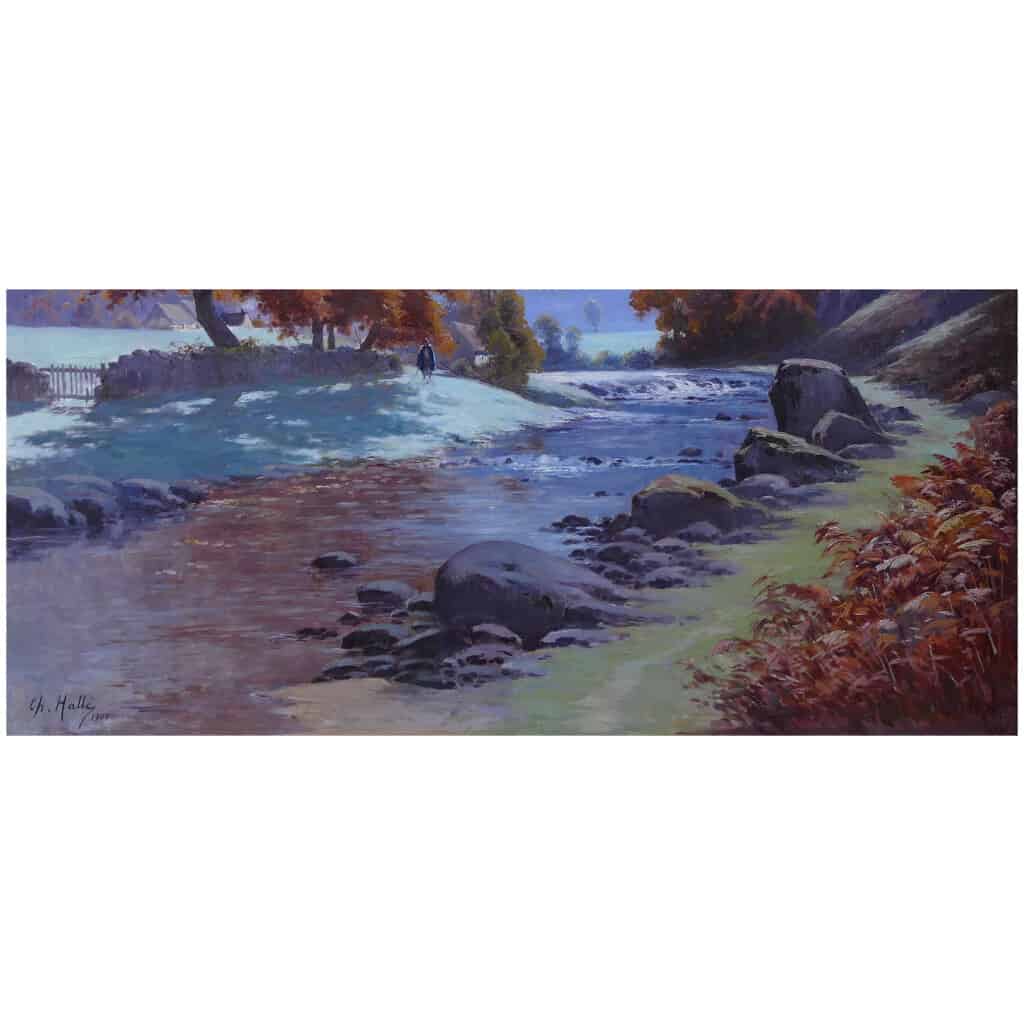 HALLE Charles Tableau paysage 20ème siècle Ecole de Crozant Paysage de La Creuse Huile sur toile signée 5