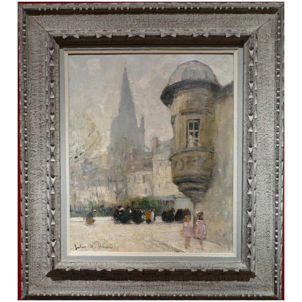 HERVE Jules René Painting 20th century The watchtower Oil on canvas signed 3
