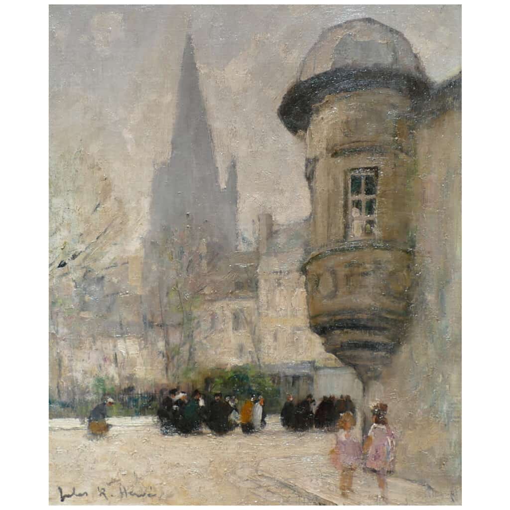 HERVE Jules René Peinture 20è siècle L’échauguette Huile sur toile signée 5