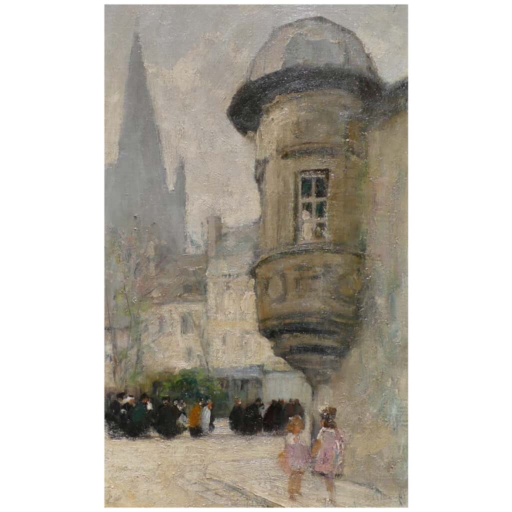 HERVE Jules René Painting 20th century The watchtower Oil on canvas signed 10