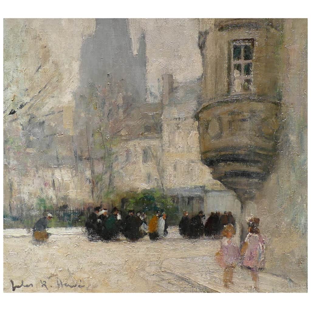 HERVE Jules René Peinture 20è siècle L’échauguette Huile sur toile signée 9