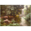 HIS René Peinture Française Début XXème Siècle Rivière En Sous Bois Huile Sur Toile Signée 16