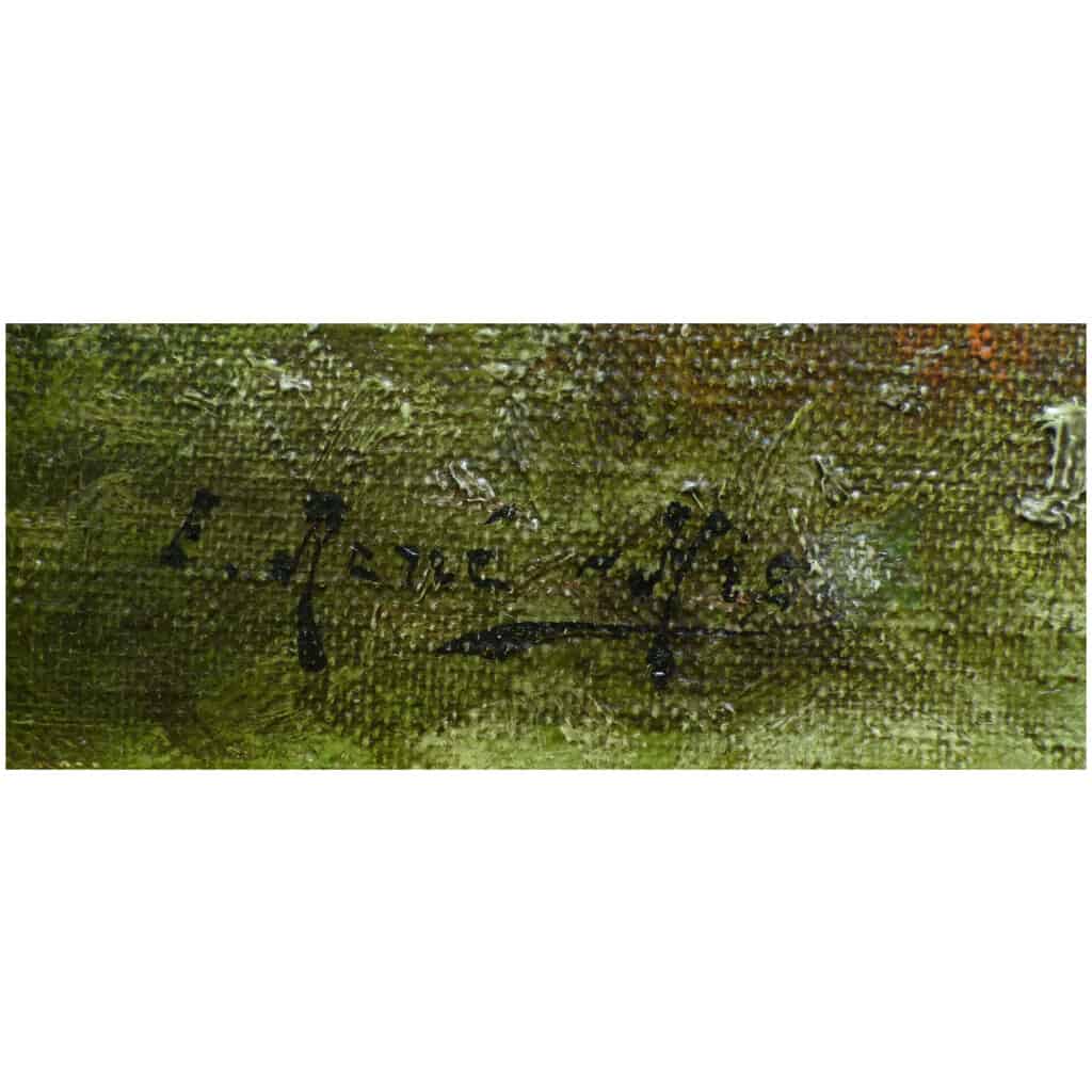HIS René Peinture Française Début XXème Siècle Rivière En Sous Bois Huile Sur Toile Signée 4