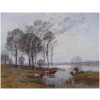 JAPY Louis Aimé French School Painting 19th Century Barbizon School Oil On Canvas signed Vaches à la mare 15