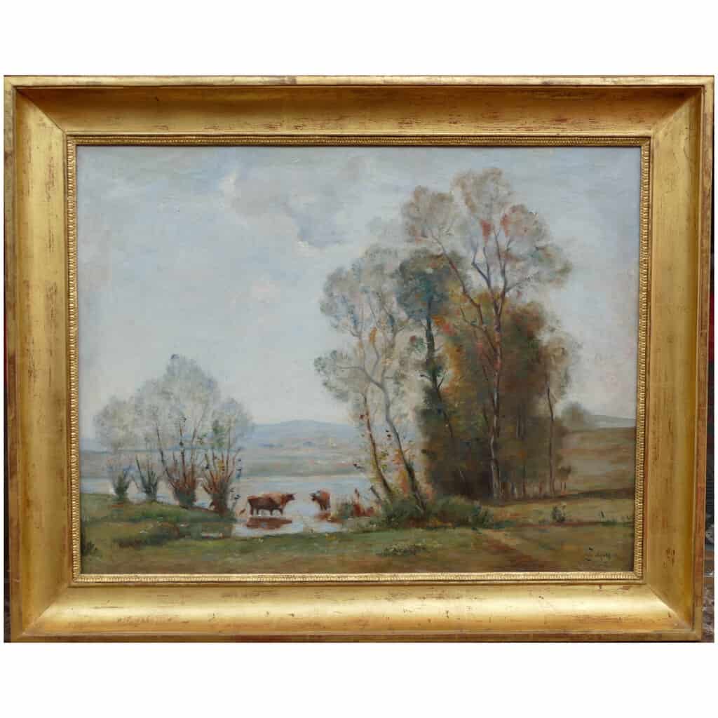 JAPY Louis Aimé Tableau 19ème Siècle Ecole De Barbizon Huile Sur Toile signée 3