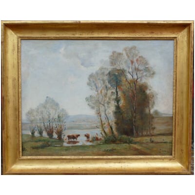 JAPY Louis Aimé Tableau 19ème Siècle Ecole De Barbizon Huile Sur Toile signée