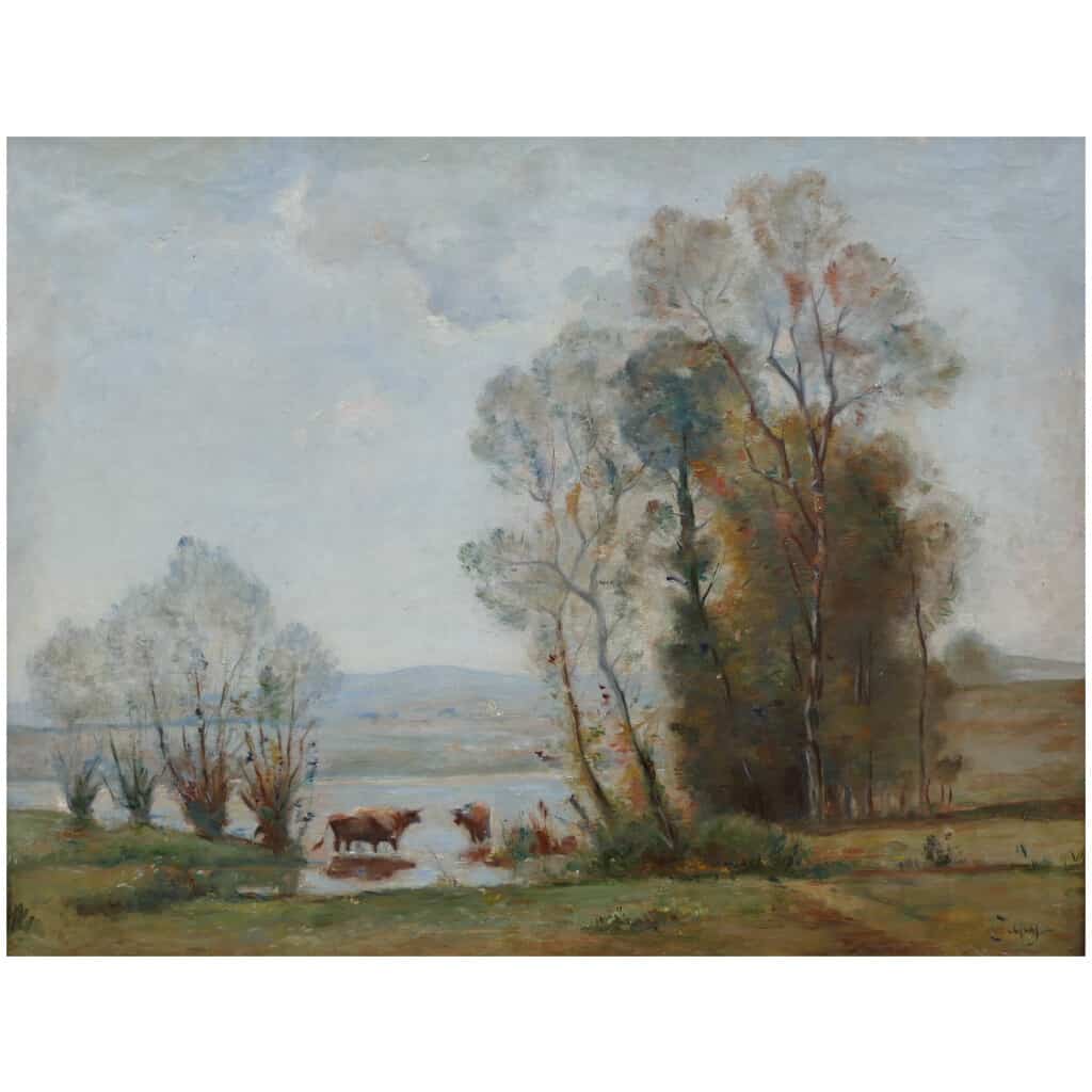 JAPY Louis Aimé Tableau 19ème Siècle Ecole De Barbizon Huile Sur Toile signée 8