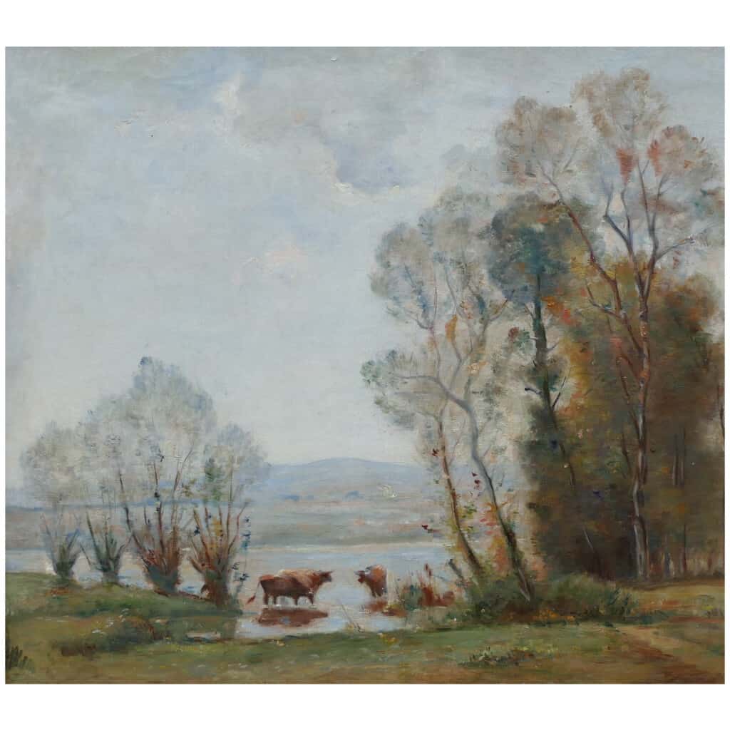 JAPY Louis Aimé Tableau 19ème Siècle Ecole De Barbizon Huile Sur Toile signée 7