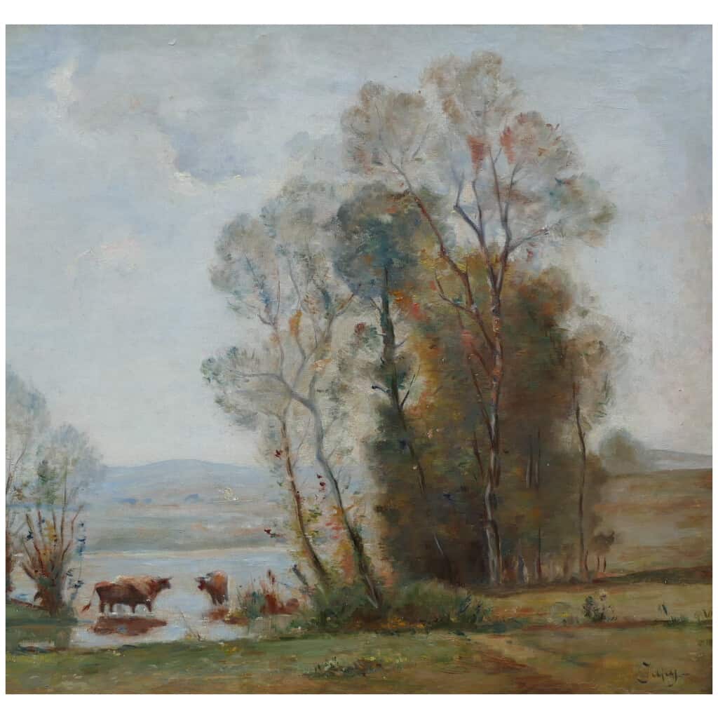 JAPY Louis Aimé Tableau 19ème Siècle Ecole De Barbizon Huile Sur Toile signée 6