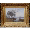 JAPY Louis Aimé French School Painting 19th Century Barbizon School Oil On Canvas signed Vaches à la mare 10