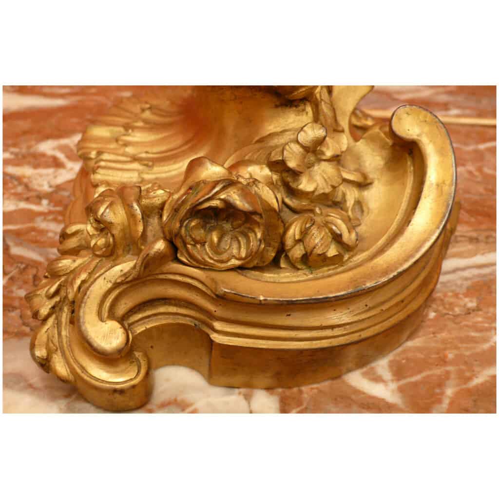Luminaire Pied de lampe ancien en bronze doré fin XIXème siècle signé Gagneau 8