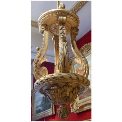 Lanterne De Style Louis XIV En Bois Sculpté Et Doré