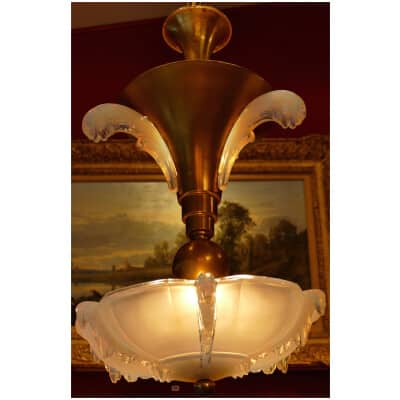 30s / 40s opalescent pressed glass chandelier