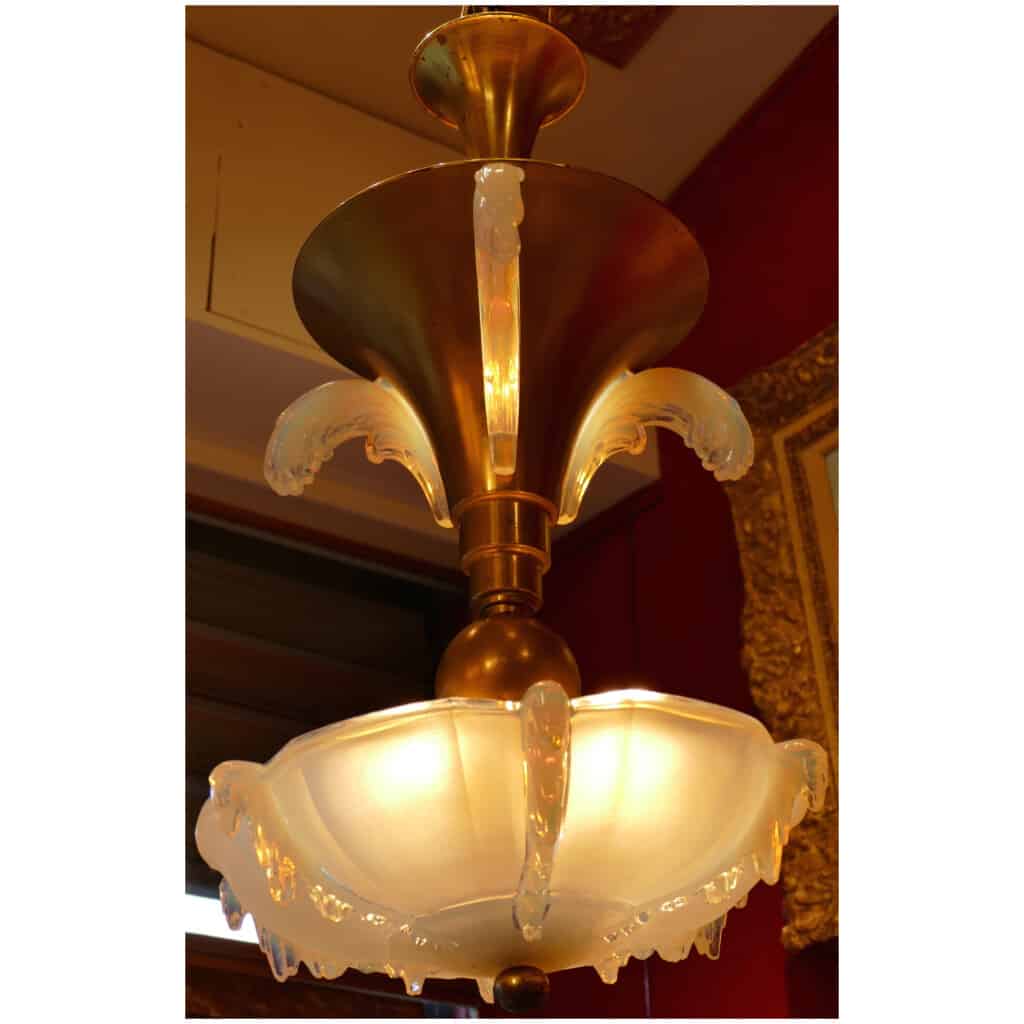 30 / 40s opalescent pressed glass chandelier 6