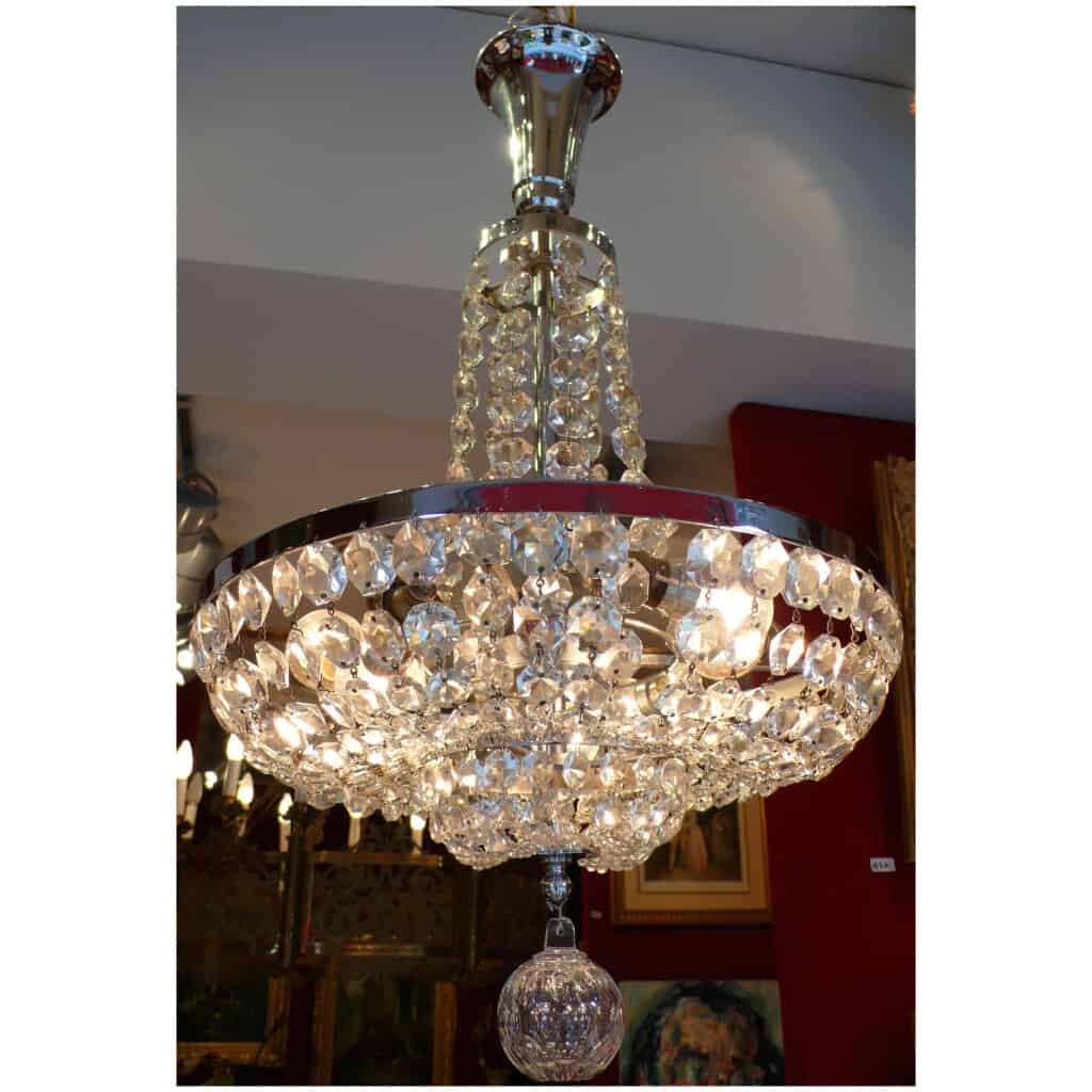 XXth century fountain chandelier Art Deco period Baccarat crystal suspension 8