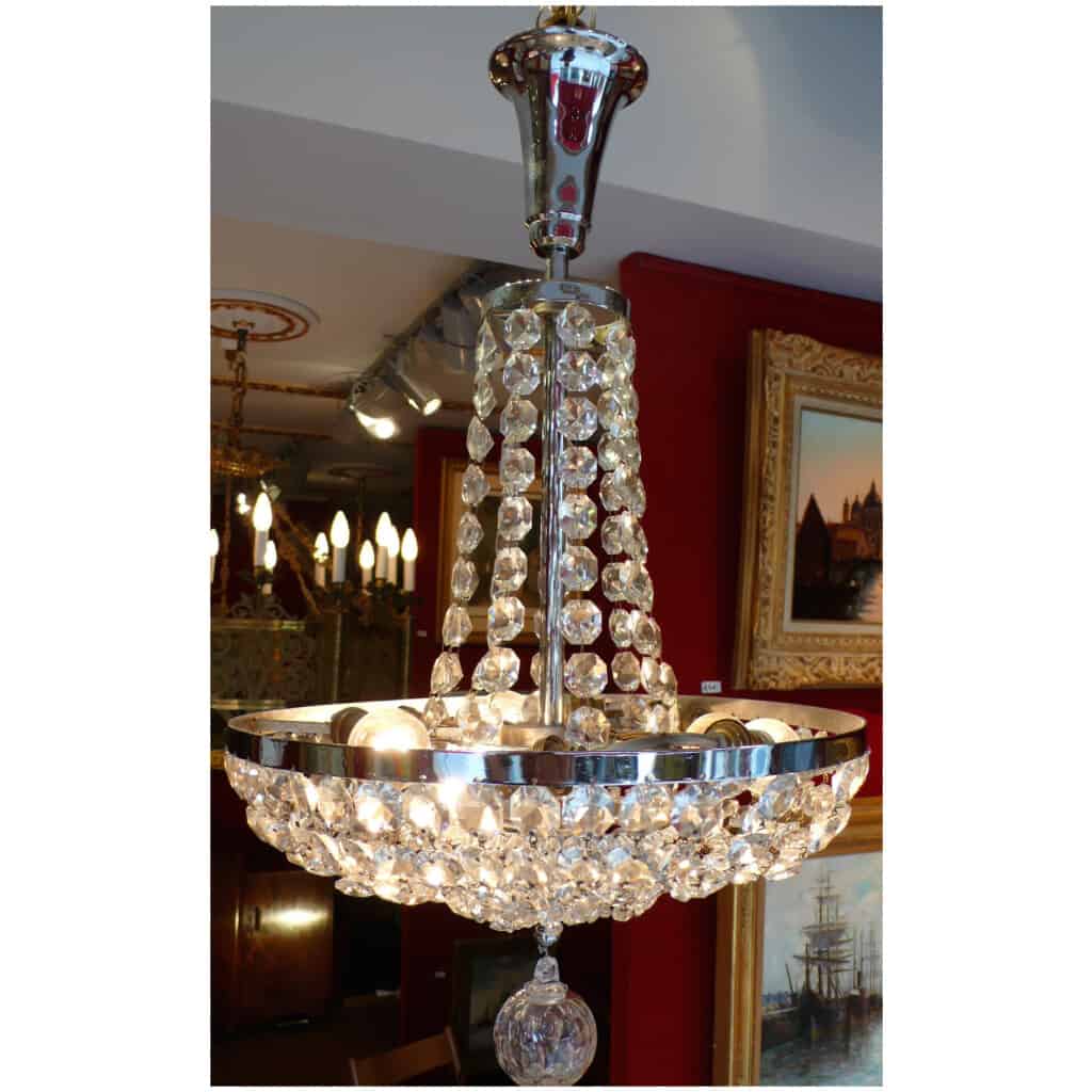 XXth century fountain chandelier Art Deco period Baccarat crystal suspension 7