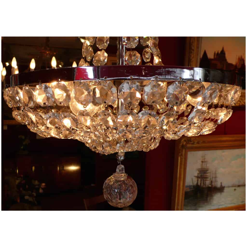 XXth century fountain chandelier Art Deco period Baccarat crystal suspension 5