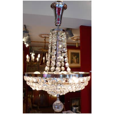 XXth century fountain chandelier Art Deco period Baccarat crystal suspension