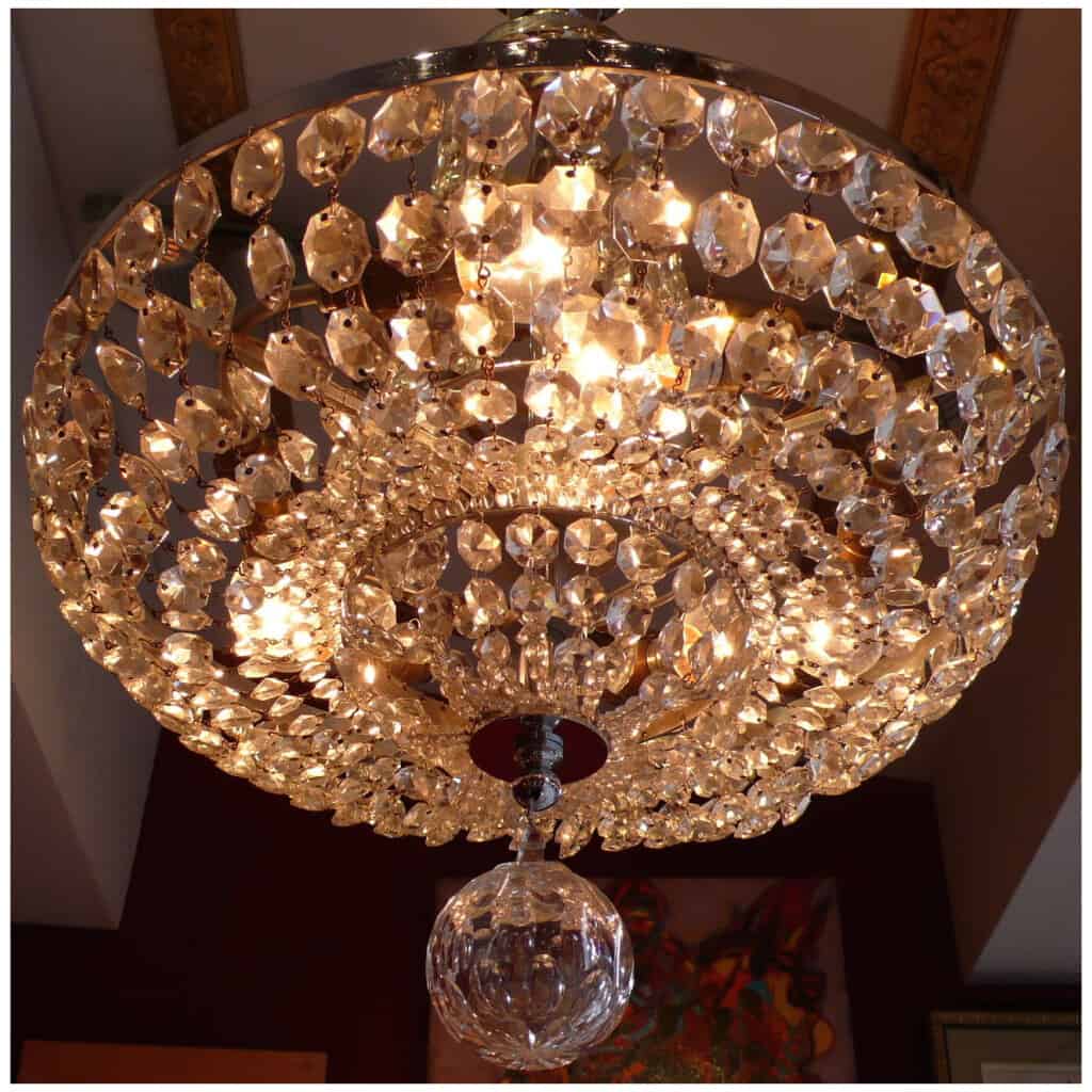 XXth century fountain chandelier Art Deco period Baccarat crystal suspension 4