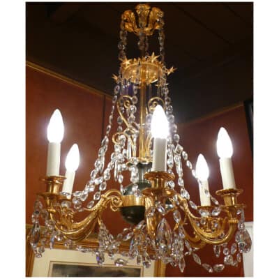 Chandelier In Gilt Bronze And Patinated Bronze With Six Arms Of Light