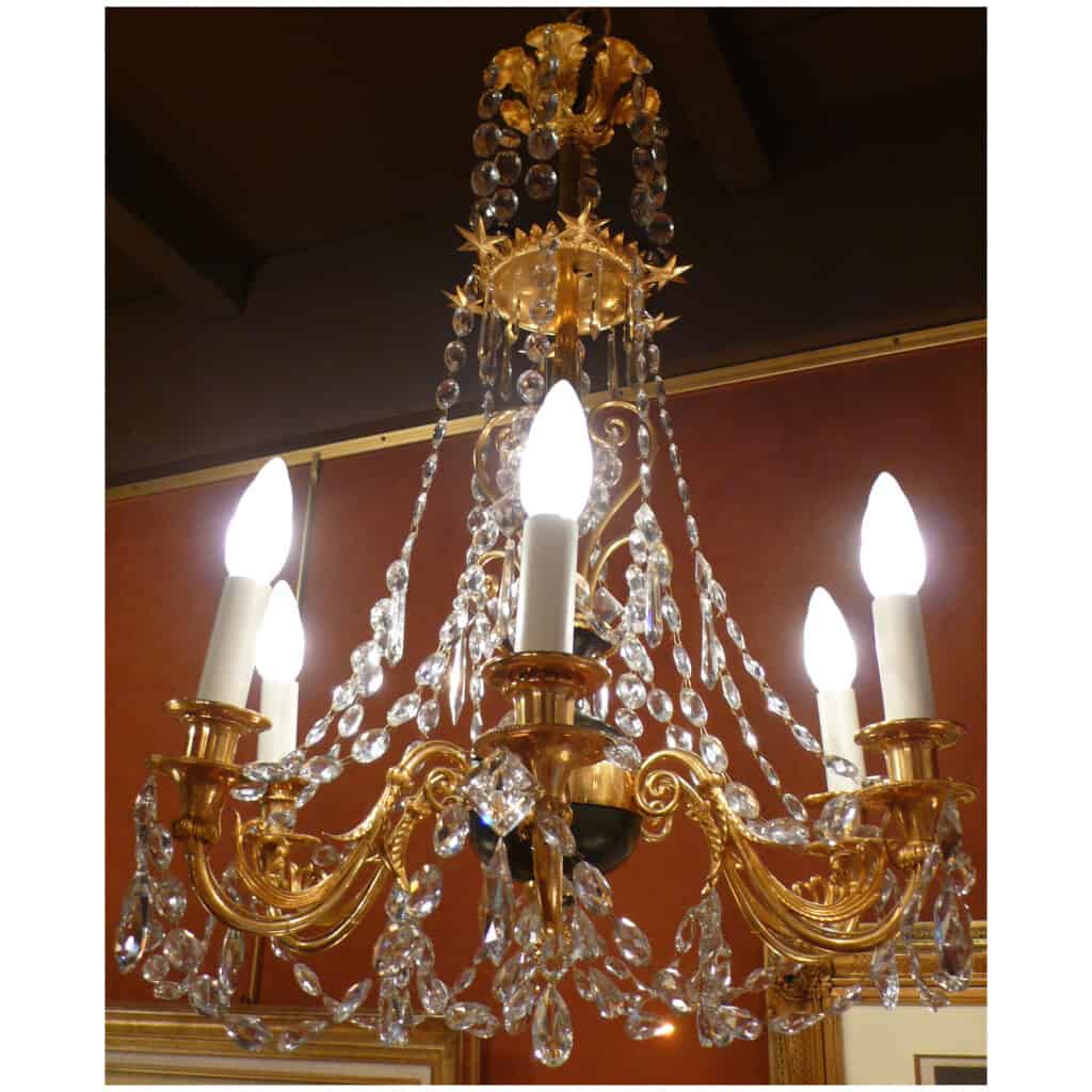 Chandelier In Gilt Bronze And Patinated Bronze With Six Arms Of Light 8