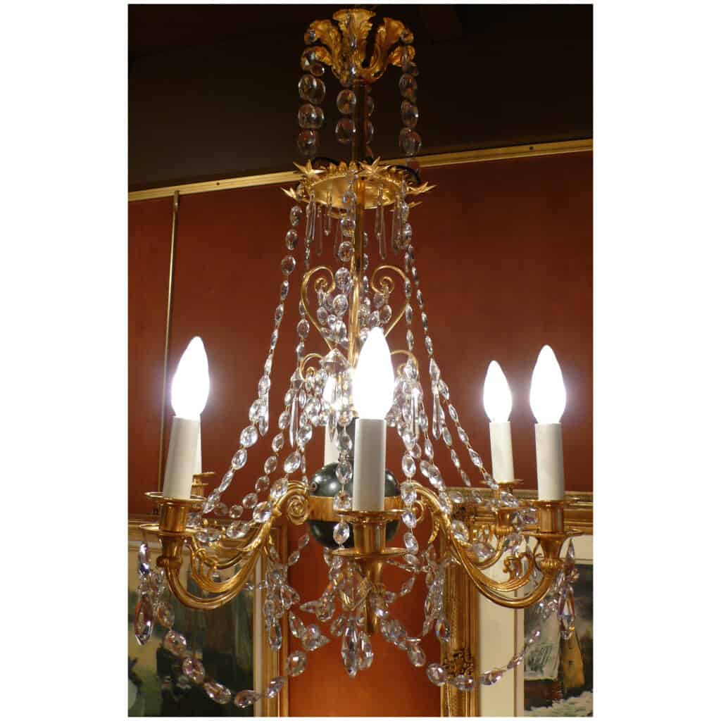 Chandelier In Gilt Bronze And Patinated Bronze With Six Arms Of Light 7