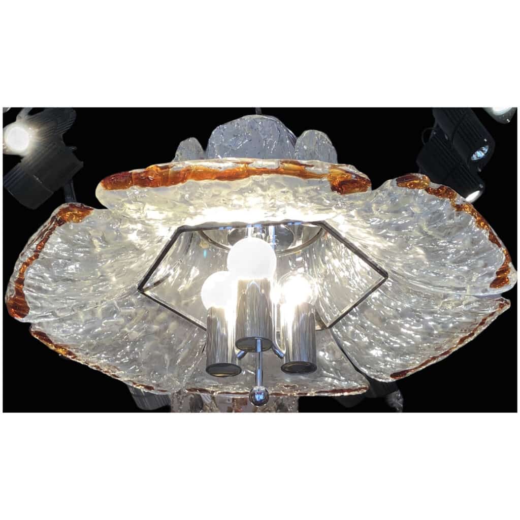 Carlo Nason-Mazzega Suspension fleurs Venise 20ème Siècle Luminaire 3 Lumières 3