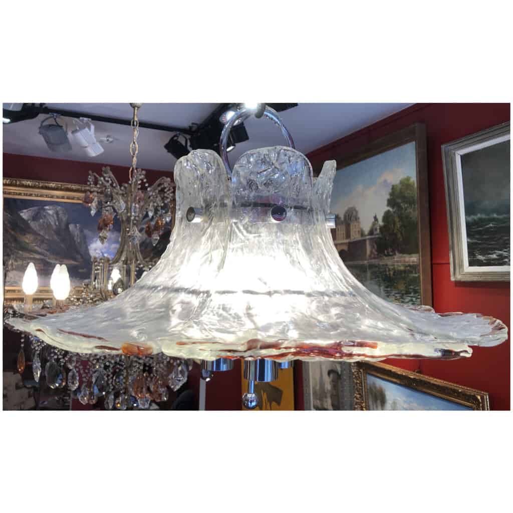 Carlo Nason-Mazzega Suspension fleurs Venise 20ème Siècle Luminaire 3 Lumières 6