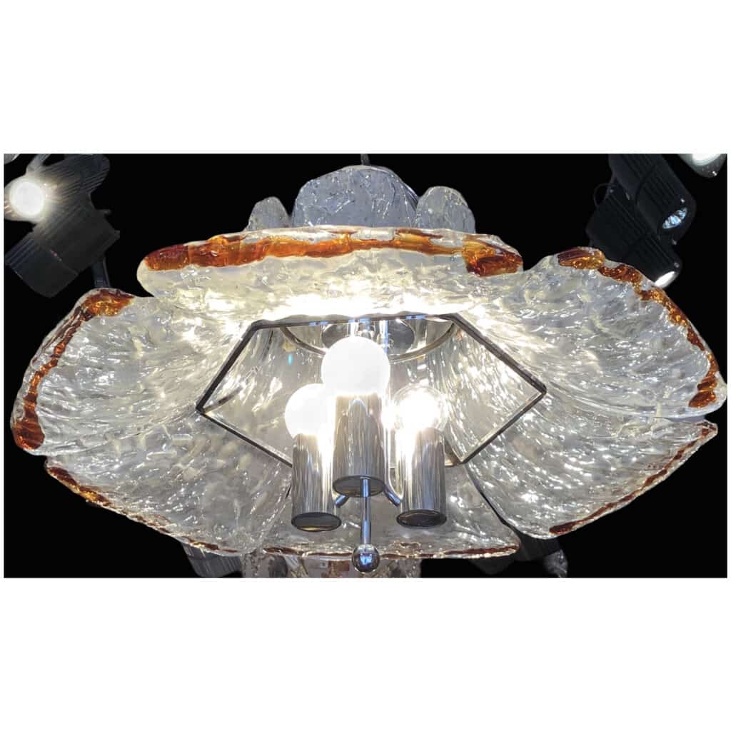 Carlo Nason-Mazzega Hanging lamp flowers Venice 20th Century 3-light 4-light fixture