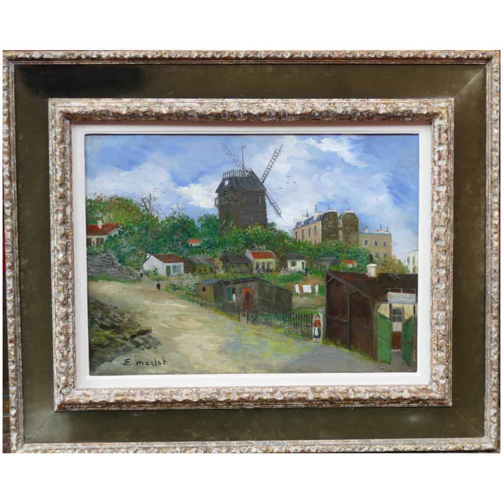 Elisée MACLET French Painting 20th Century Paris Montmartre Moulin de La Galette Le maquis Oil Signed 3