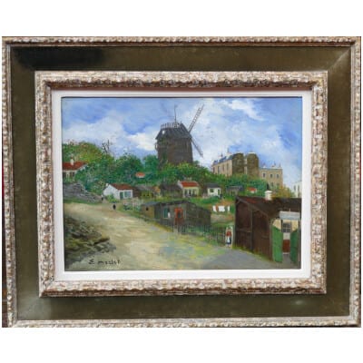 Elisée MACLET French Painting 20th Century Paris Montmartre Moulin de La Galette Le maquis Oil Signed 3