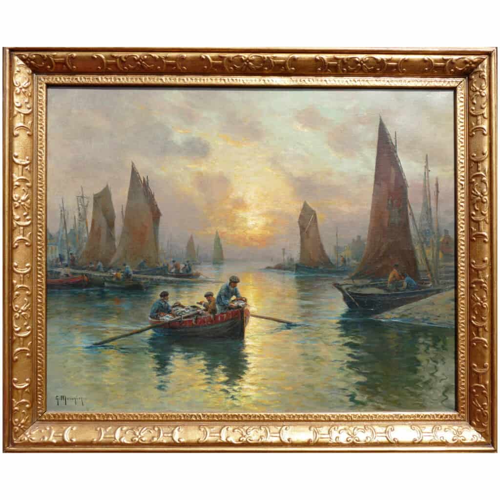 MARONIEZ Georges French Painting End XIXè The Return Of The Fishermen Oil On Canvas Signed 3