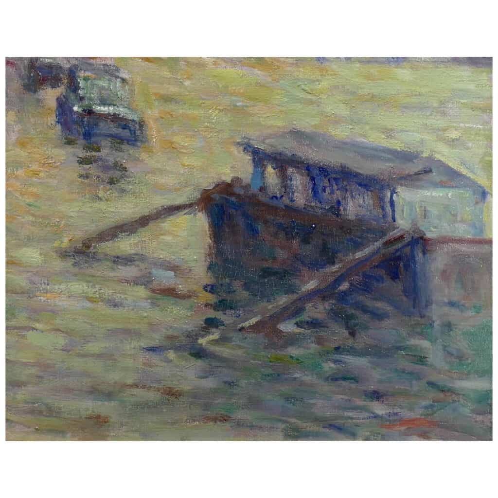 LUCE Maximilien Peinture postimpressionniste début 20è siècle Paris, les inondations près du Pont Neuf vers 1910 Huile sur toile marouflée sur carton 6