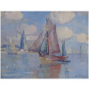MORCHAIN Paul Peinture 20è Bateaux de pêche sortant du port de La Rochelle Huile signée 11