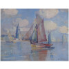MORCHAIN Paul Peinture 20è Bateaux de pêche sortant du port de La Rochelle Huile signée 16